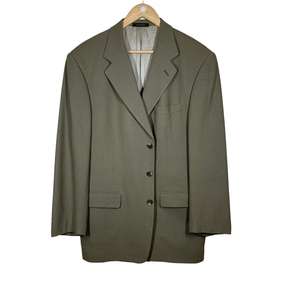 GiVENCHY Mens Blazer Green Tan Color Union Made 3 Button Notch Lapel Long Sleeve